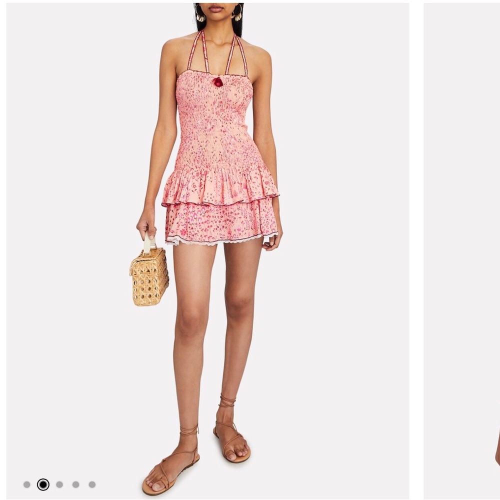 Poupette St Barth Yoana Ruffled Floral Halter Mini Dress